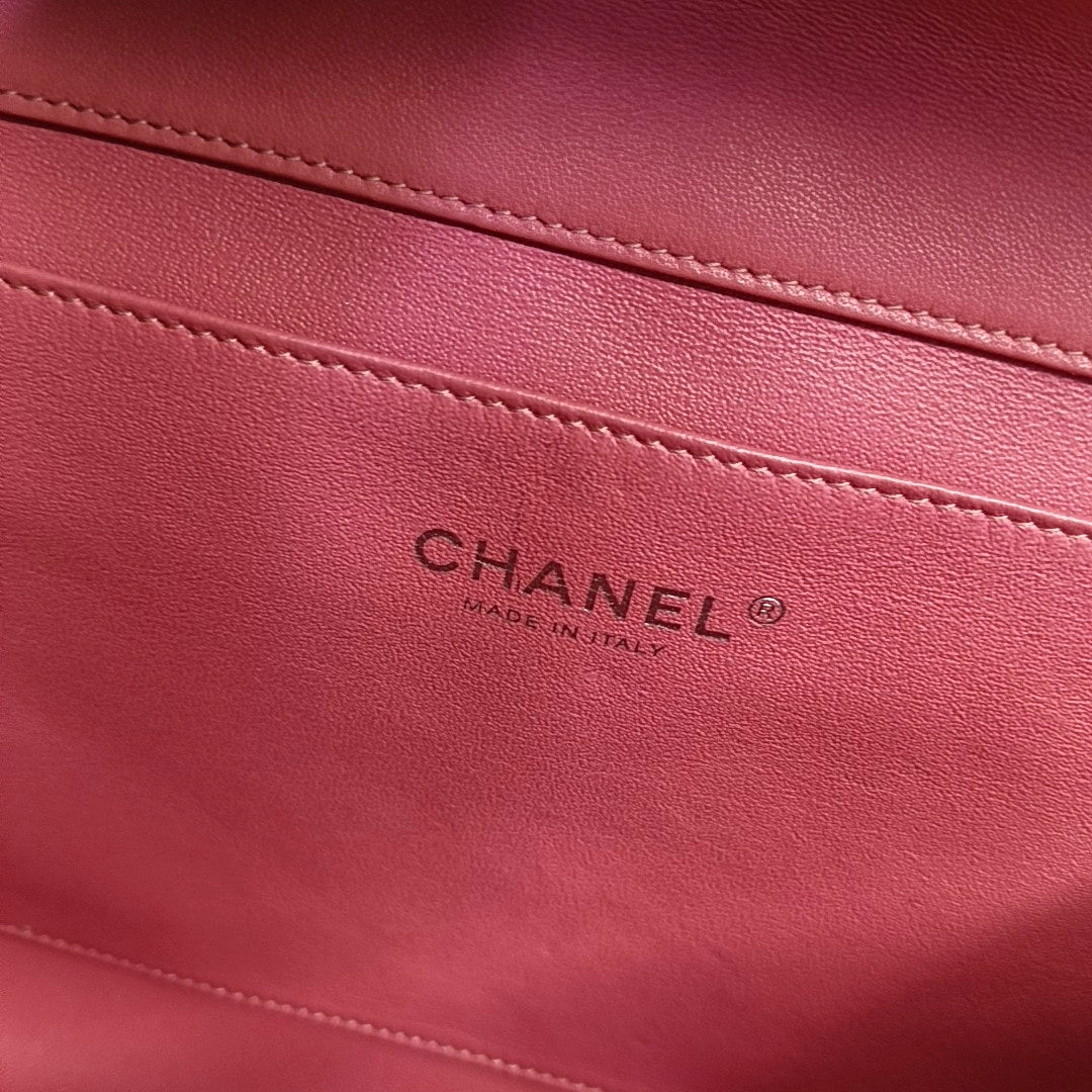 CHANEL CLASSIC FLAP Pink Lamb Leather Quilted Chevron Shoulder Bag Silver Hardware 18 Openings Complete Accessories-(SKU)-969451991