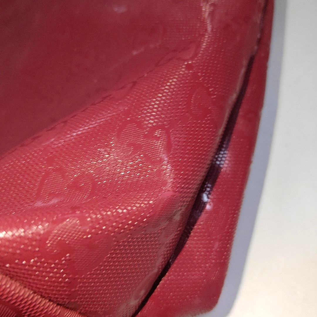 GUCCI GG Imprime Red Coated Canvas Monogrammed Single Shoulder Bag Silver Hardware-(SKU)-14506915