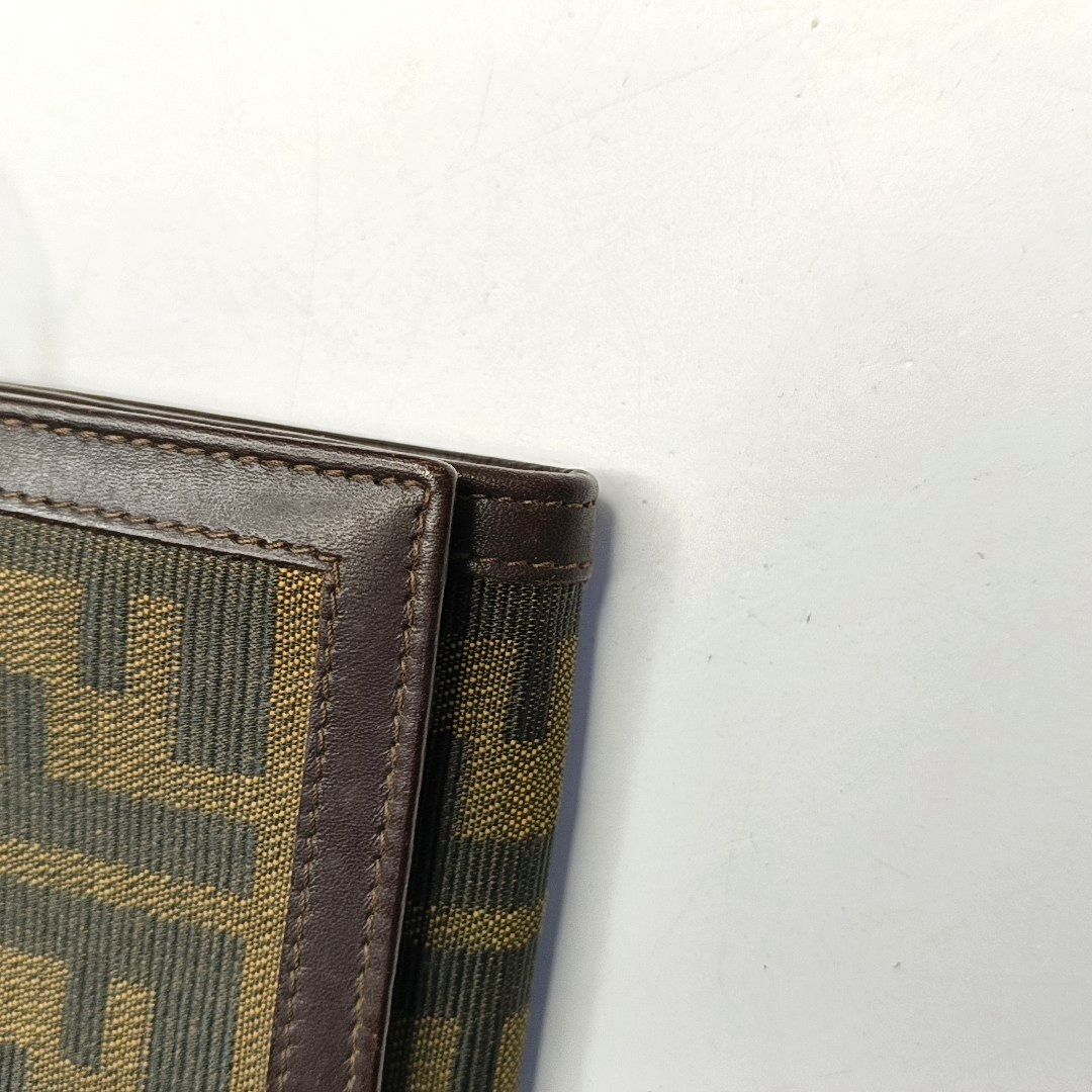 FENDI 棕色帆布双F钱包-(SKU)-952489575