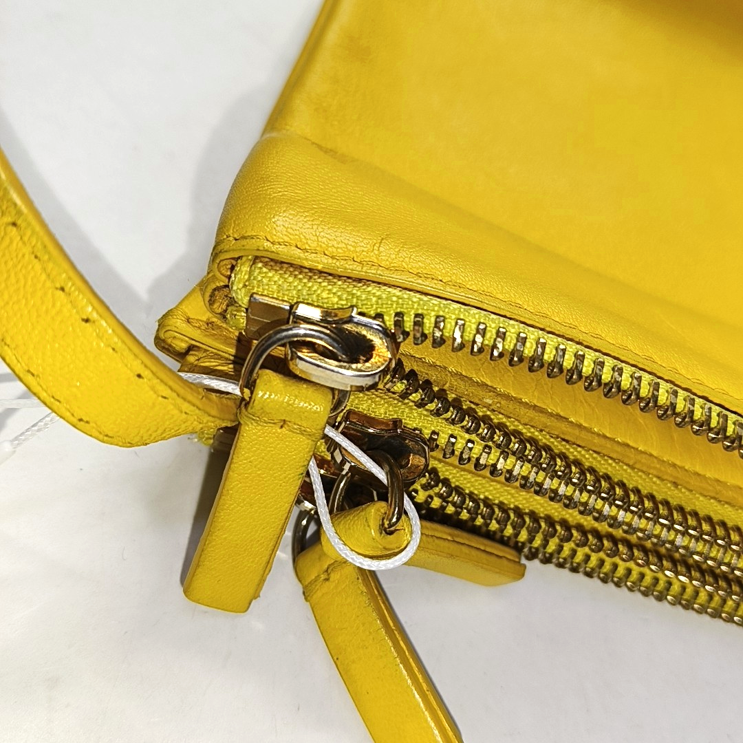 CELINE TRIO Small size Orange Cowhide Crossbody Single Shoulder Bag Golden hardware-(SKU)-959742299