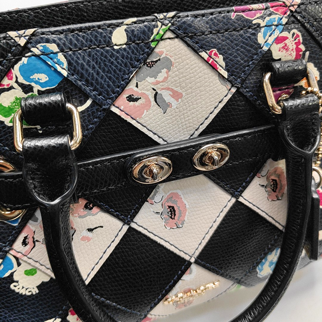 COACH SWAGGER Multicolor Leather Print Woven Crossbody Shoulder Bag Tote Golden hardware Removable shoulder strap-(SKU)-944220951