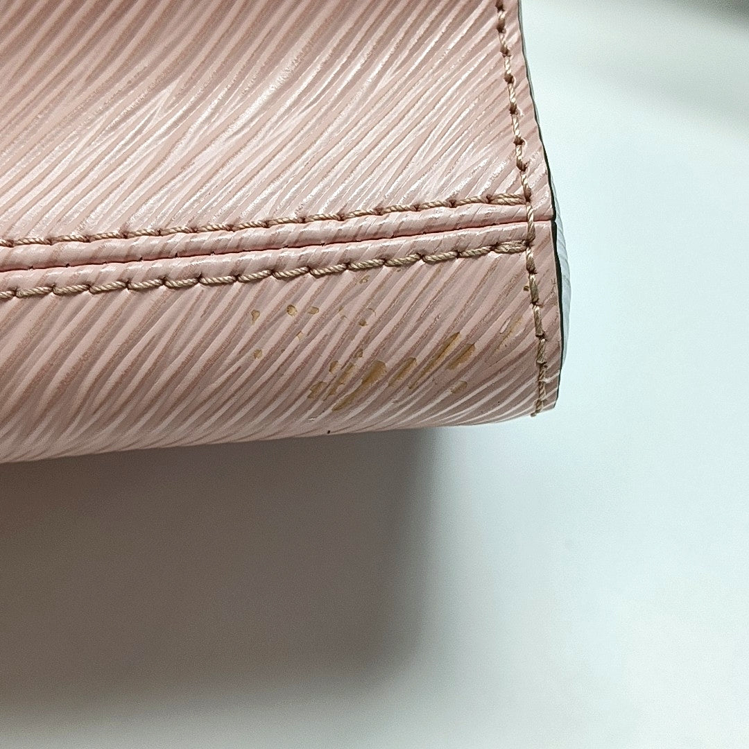 LOUIS VUITTON TWIST Small Pink EPI Leather Water Ripple Crossbody Bag, Shoulder Bag, Handbag, Gold Hardware, 2 Detachable Shoulder Straps, Accessories Included-(SKU)-971017313