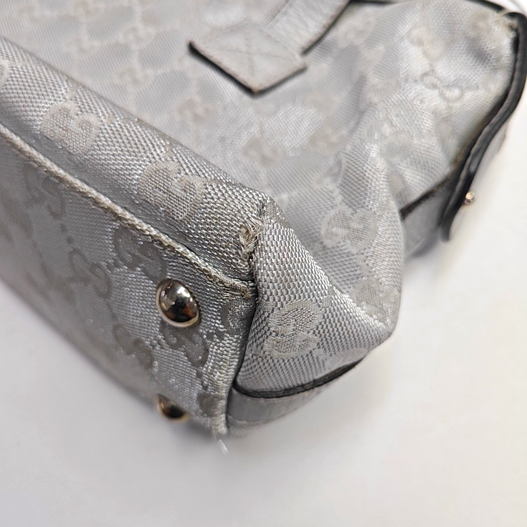 GUCCI Gray Canvas Monogram Handbag Silver Hardware-(SKU)-944904855
