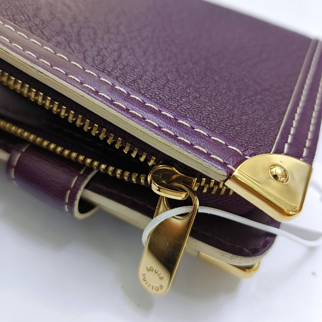 LOUIS VUITTON INTERNATIONAL Burgundy Lamb Leather Wallet Golden hardware-(SKU)-956129295
