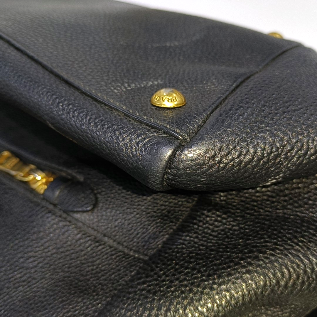 PRADA Tote bag Black Leather Handbag Crossbody Shoulder Bag Golden hardware-(SKU)-932708963