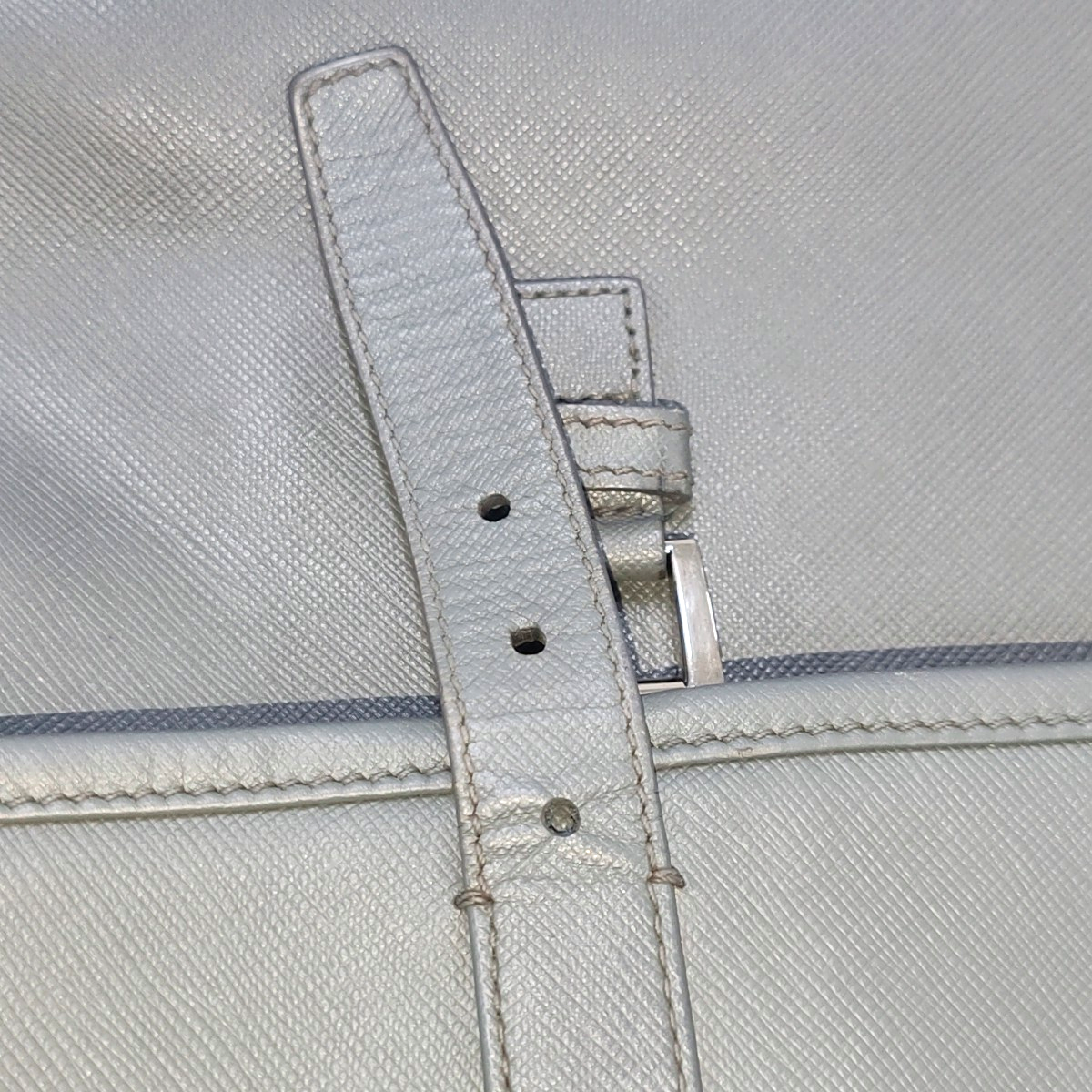 PRADA Dark Grey Cowhide Crosshatch shoulder bag Silver Hardware-(SKU)-938485965