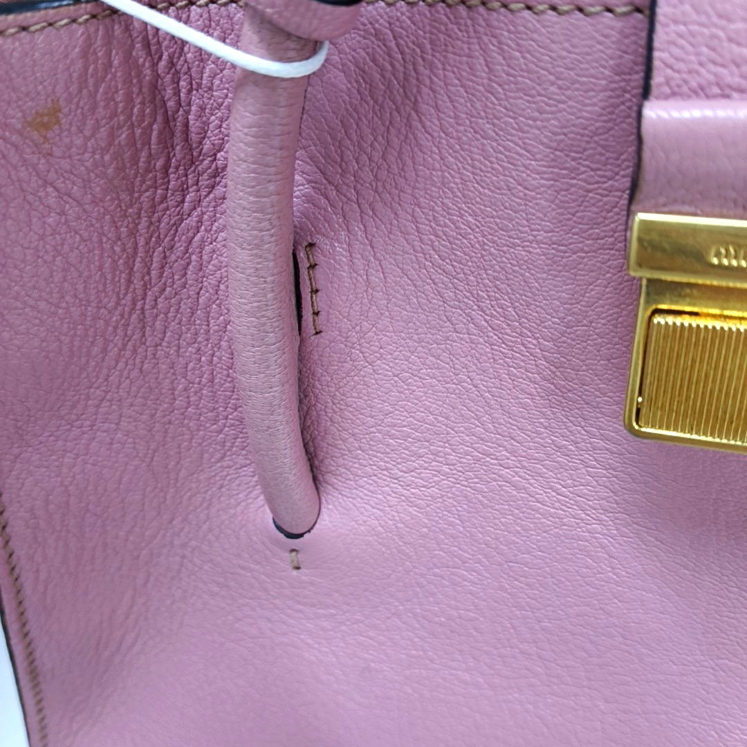 Miu Miu Pink Cowhide Sling Bag Tote Bag Golden hardware Removable shoulder strap-(SKU)-930663489