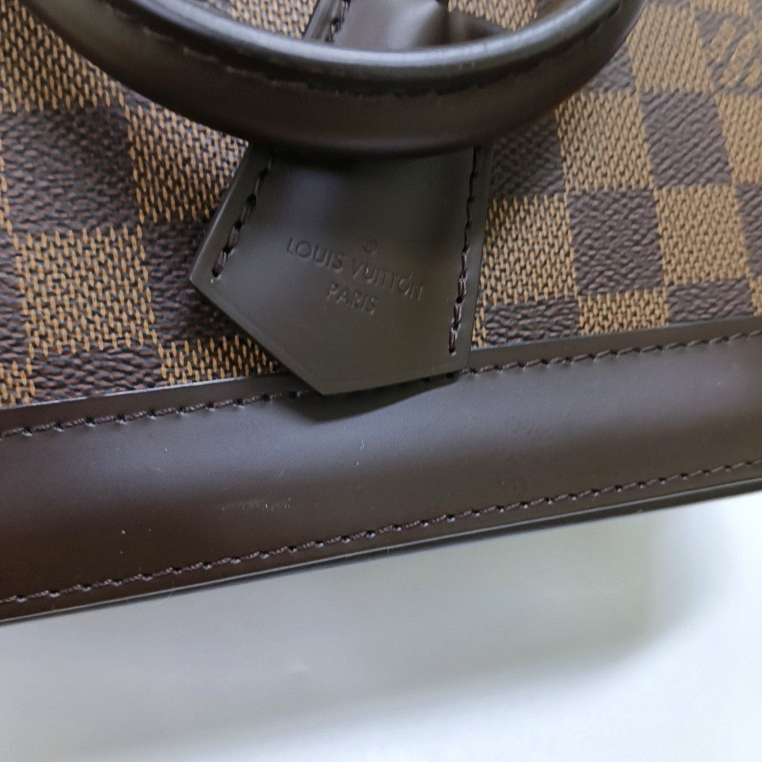 LOUIS VUITTON ALMA BB Brown Coated Canvas Monogram Checkerboard Shell Bag Shoulder Bag Crossbody Bag Golden Hardware Removable Strap-(SKU)-967078439