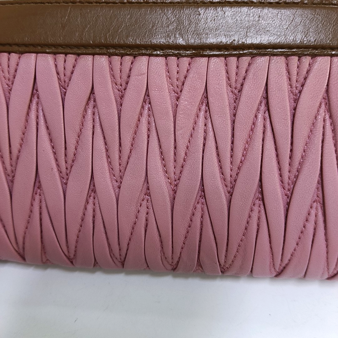 Miu Miu Pink sheepskin quilted wallet Silver Hardware-(SKU)-950469660