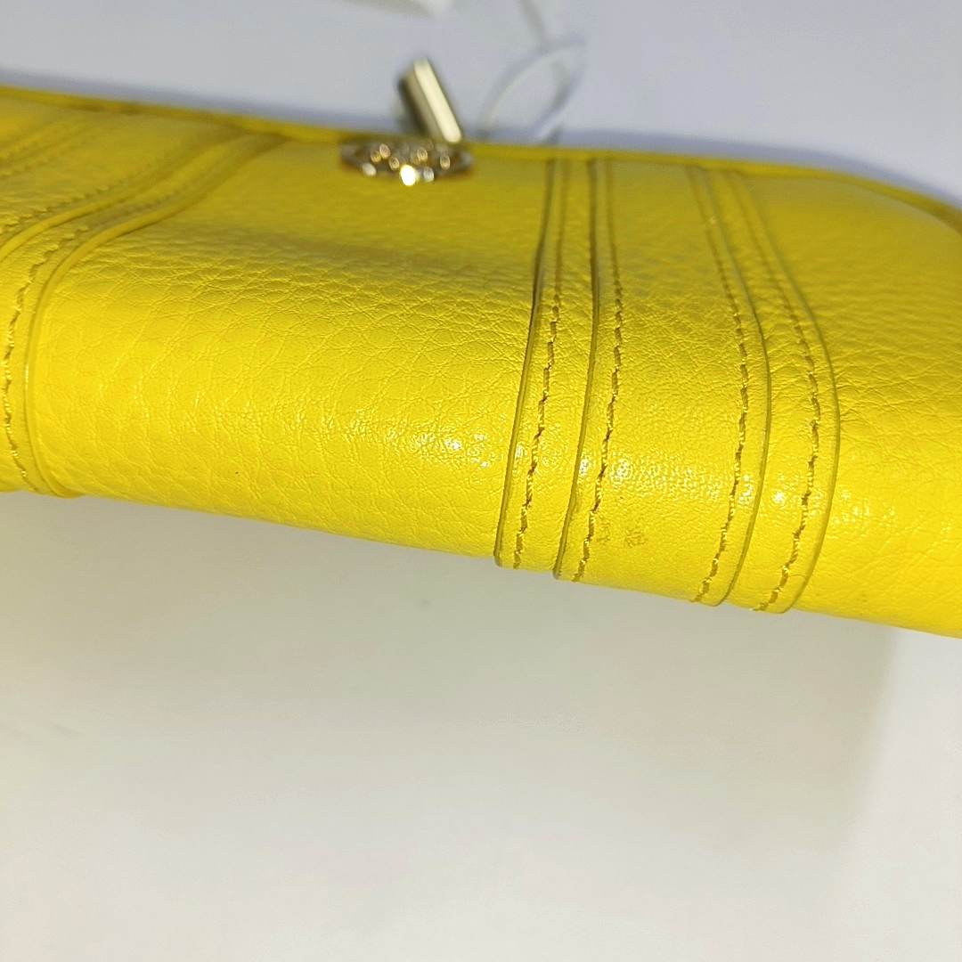TORY BURCH Walker Yellow Leather Wallet Golden hardware-(SKU)-942221638