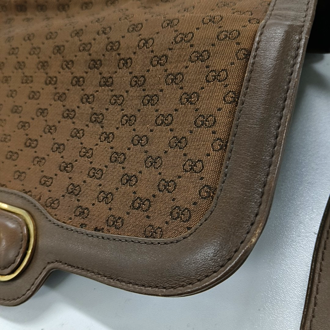 GUCCI GG Messenger Brown Canvas Monogram Shoulder Bag Golden hardware Vintage model-(SKU)-13122359
