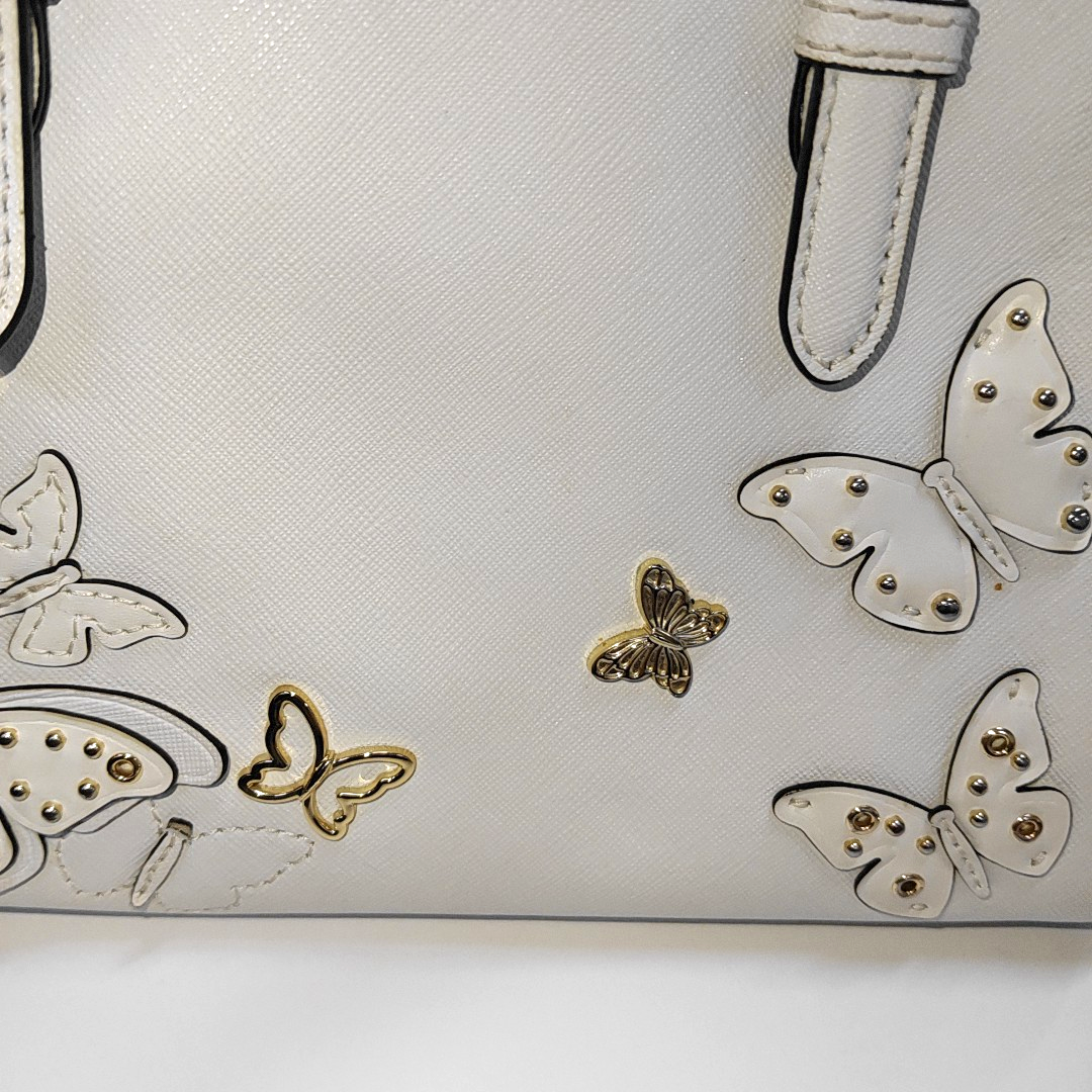 MICHAEL KORS Tote bag White Leather Patchwork Inset Crossbody Single Shoulder Bag Handbag Golden hardware Removable shoulder strap-(SKU)-932783856
