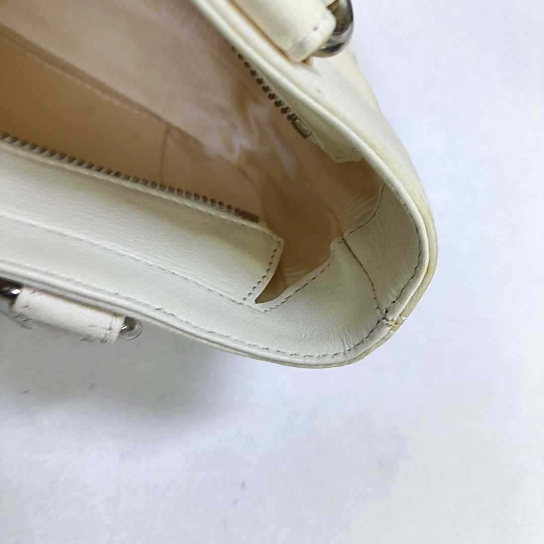 CELINE BOOGIE Beige Satin Studs Handbag Silver Hardware-(SKU)-950400052