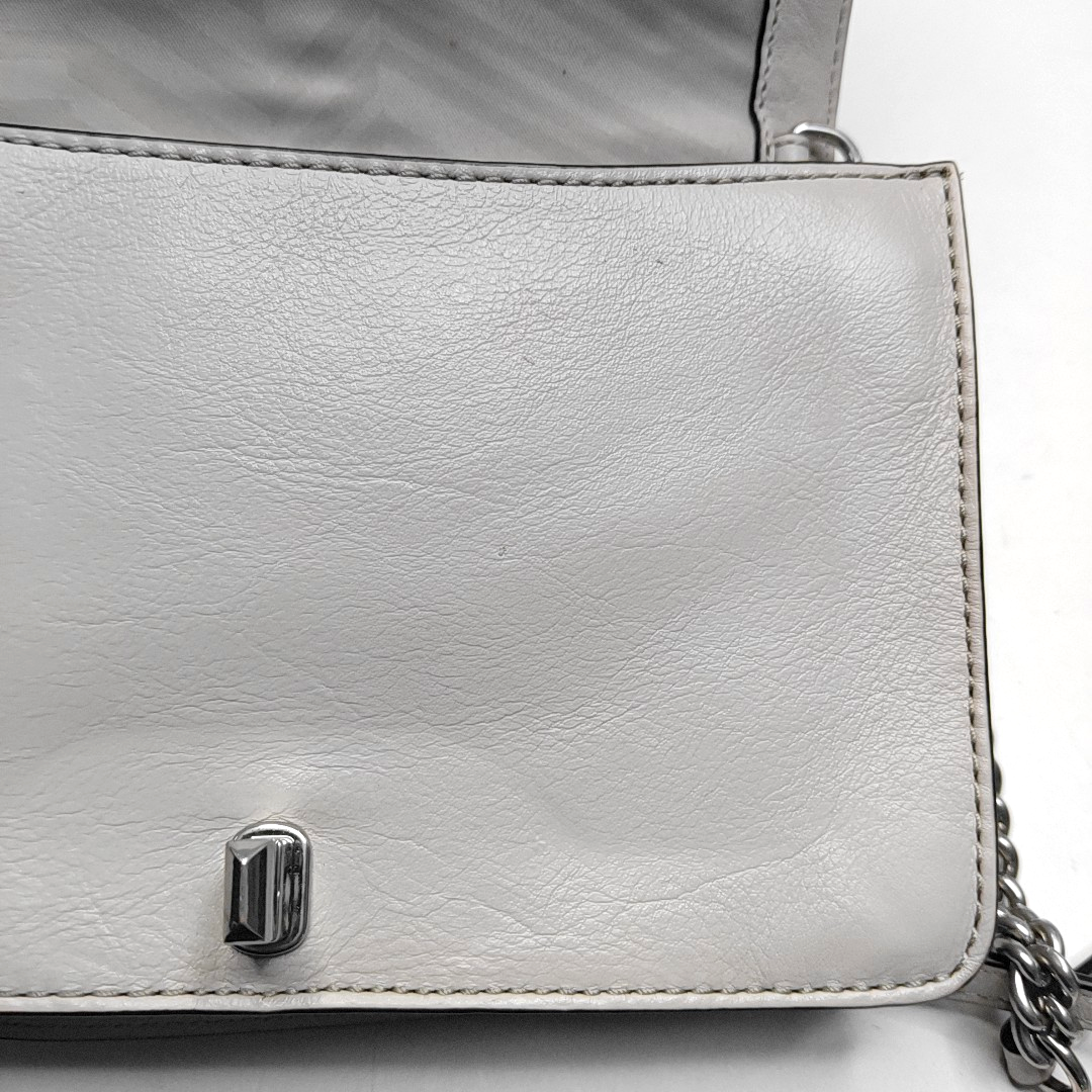 REBECCA MINKOFF Love Small size Gray leather quilted crossbody bag/shoulder bag Silver Hardware-(SKU)-943935965