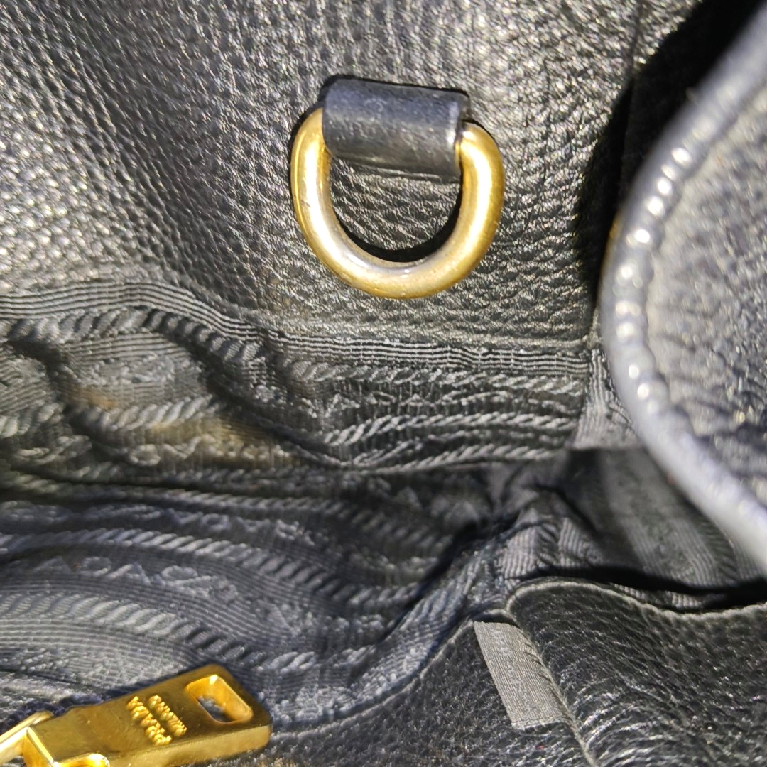 PRADA Tote bag Black Leather Handbag Crossbody Shoulder Bag Golden hardware-(SKU)-932708963