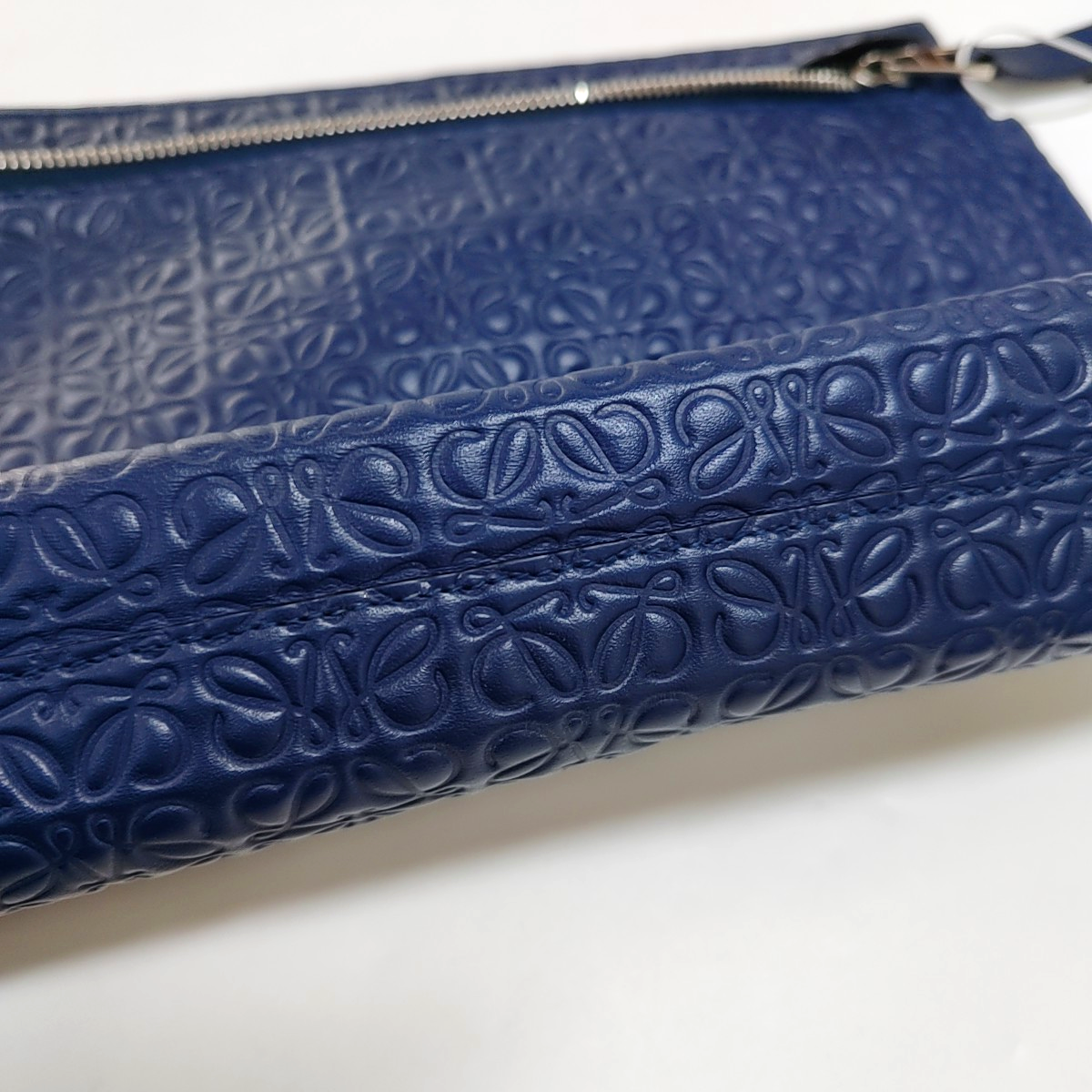 LOEWE T Pouch Blue Calfskin Monogrammed Handbag Golden hardware-(SKU)-957656312