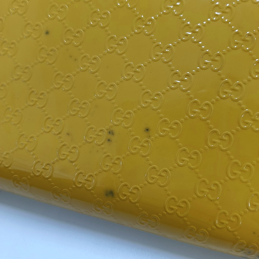 GUCCI Microguccissima Yellow Patent Leather Monogrammed Embossed Wallet Golden hardware-(SKU)-953012842