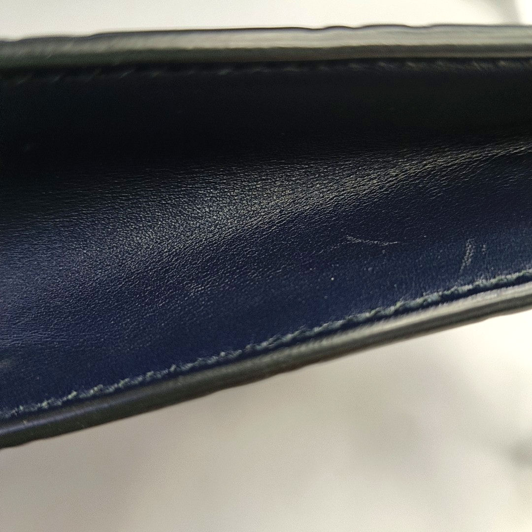 GUCCI Dark Blue Cowhide Vintage Monogrammed Handbag Silver Hardware-(SKU)-960289829