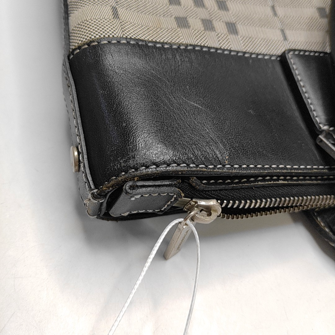 BURBERRY Tote bag Small size Gray Canvas Battle Horse Stripe Handbag Silver Hardware-(SKU)-944050541