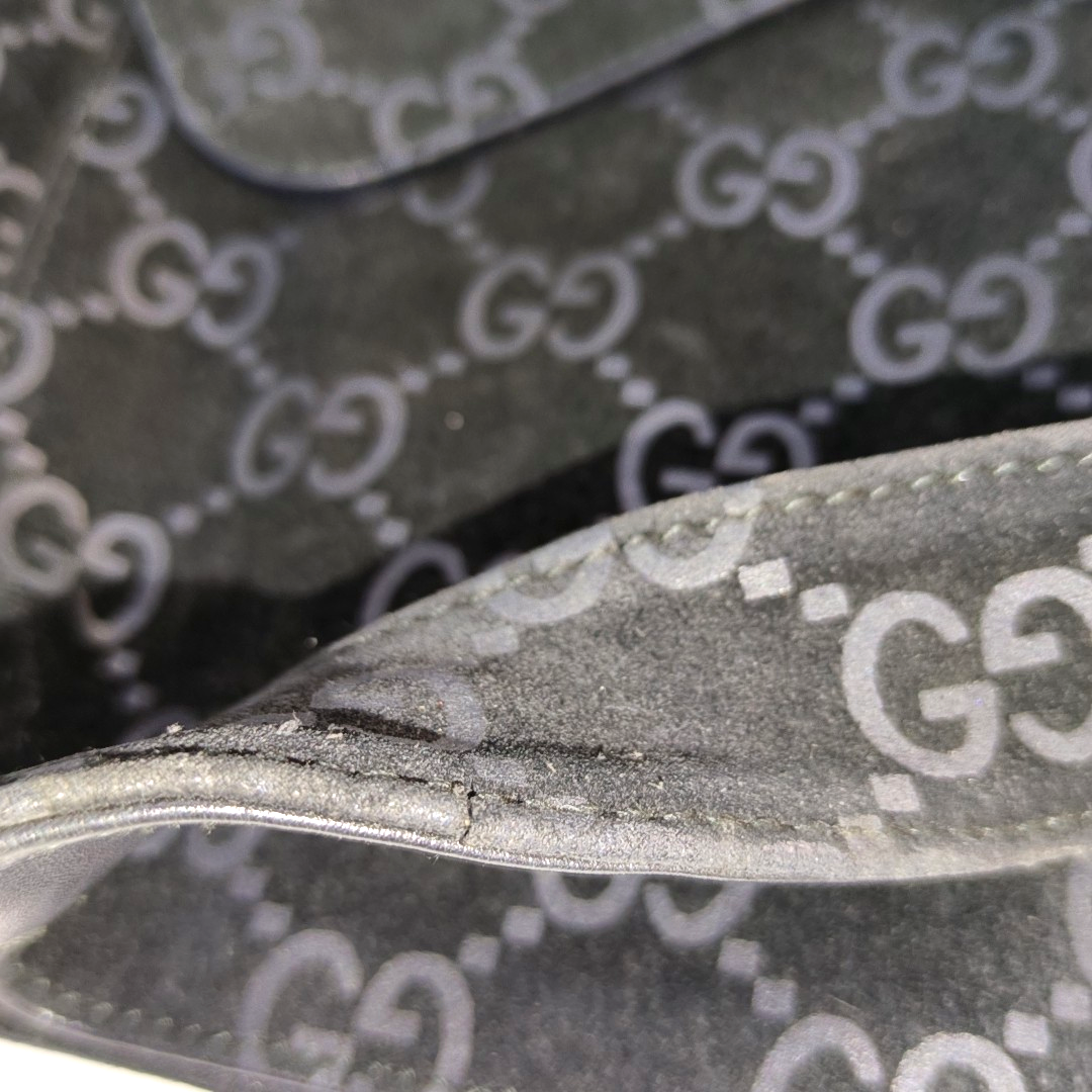 GUCCI Black Suede Single Shoulder Bag Silver Hardware Sub-bag-(SKU)-14221484