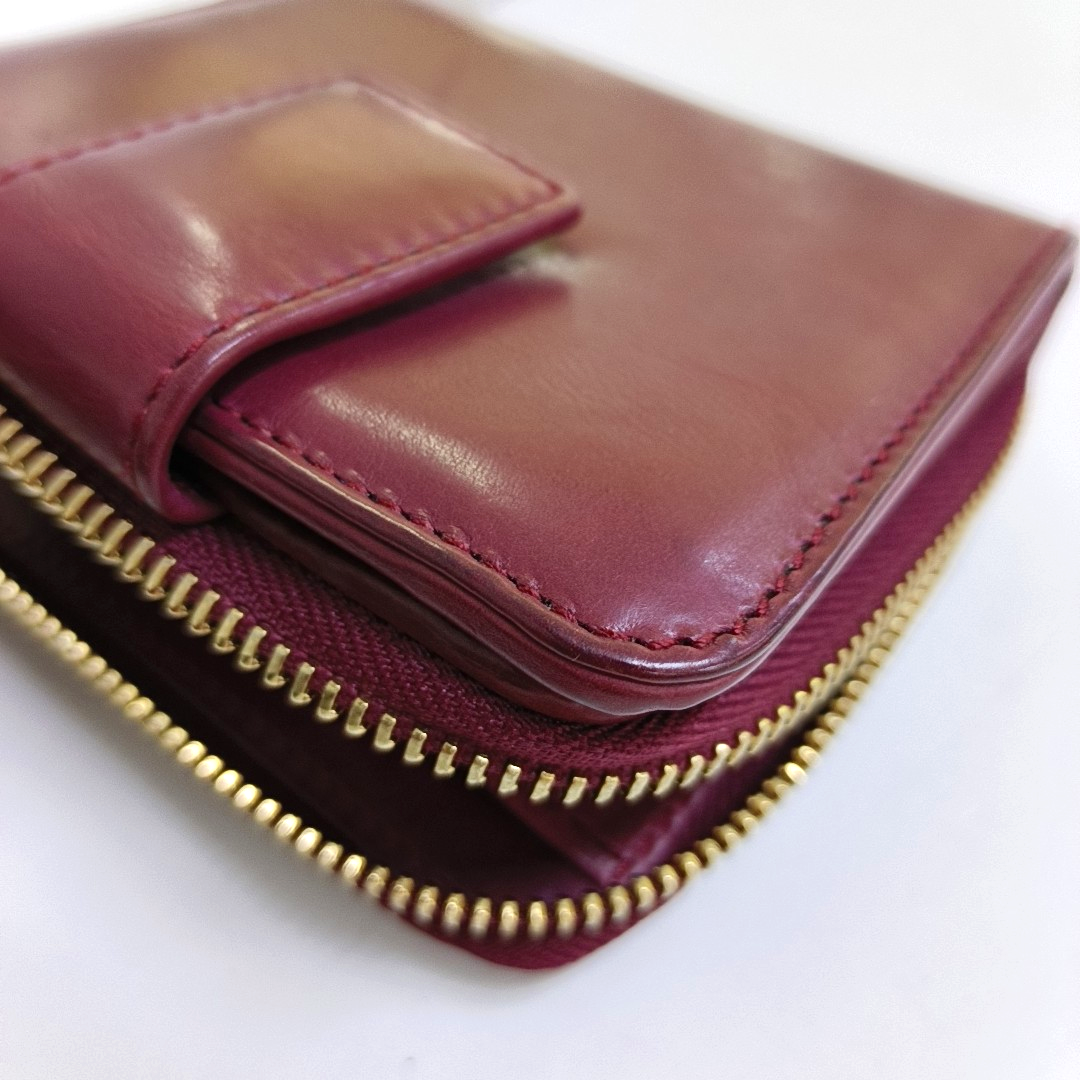 GUCCI Burgundy Leather Embossed Wallet Golden hardware-(SKU)-959773258