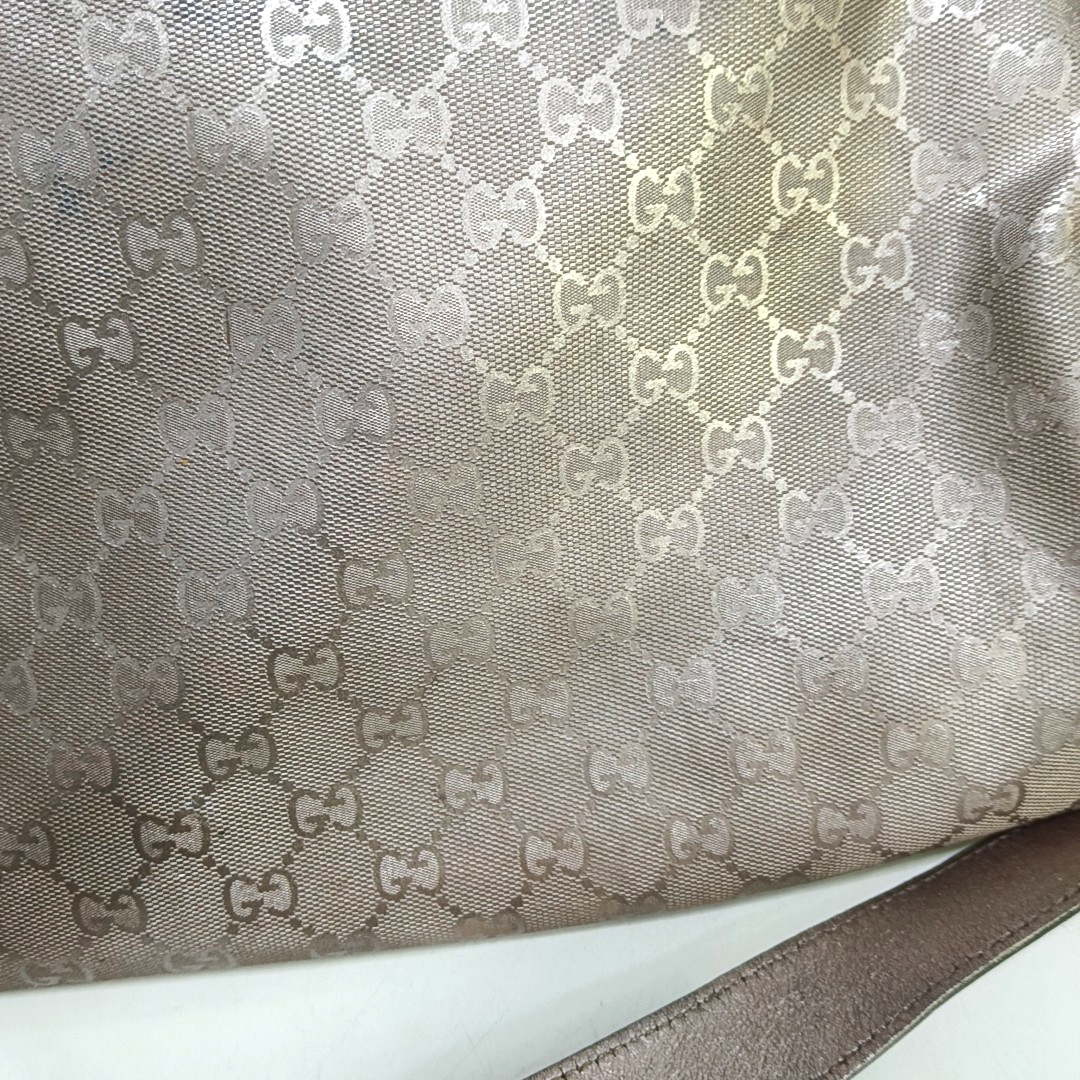 GUCCI GG Imprime Rose Gold Coated Canvas Vintage Single Shoulder Bag Crossbody Bag Silver Hardware-(SKU)-951246609