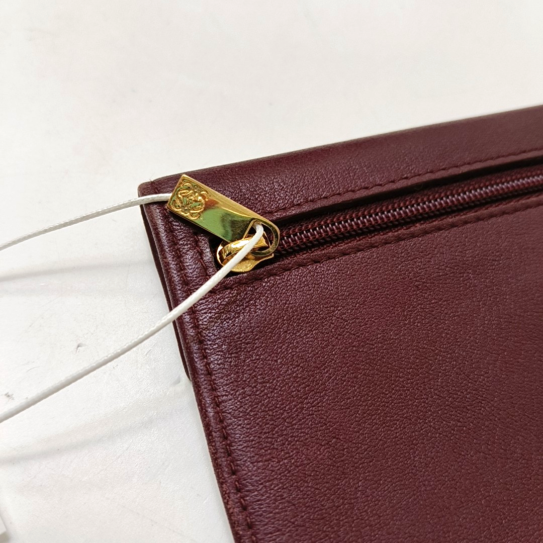 LOEWE Brown Suede Leather Wallet Golden hardware-(SKU)-952660066
