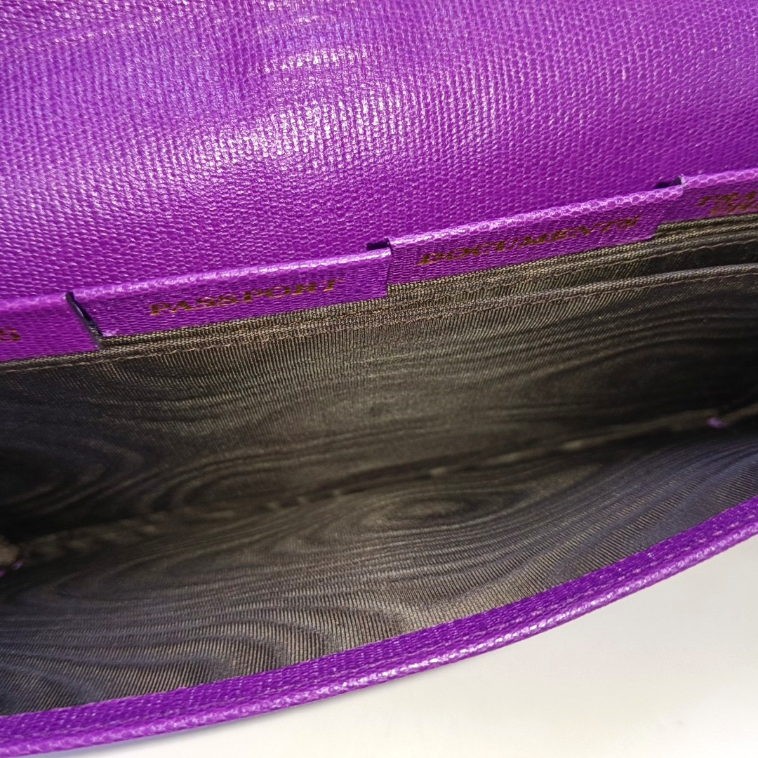 YSL CHYC Y LIGNE Purple Cowhide Embossed Clutch Golden hardware-(SKU)-959946946