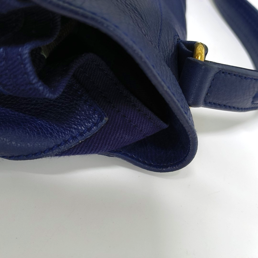 YSL MUSE TWO Dark Blue Cowhide Studs Handbag Golden hardware-(SKU)-939599133
