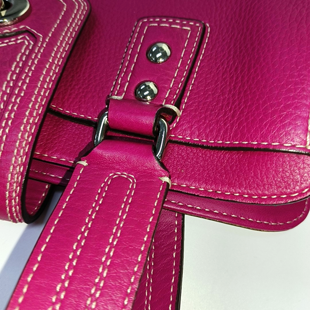 COACH Tote bag Hot Pink Leather Shoulder and Handbag Silver Hardware-(SKU)-933278329