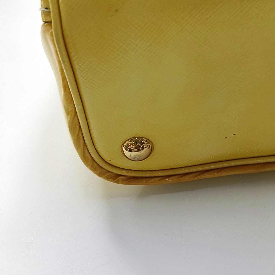PRADA Double Yellow cowhide logo cross-grain shoulder bag Golden hardware Removable shoulder strap-(SKU)-945527362