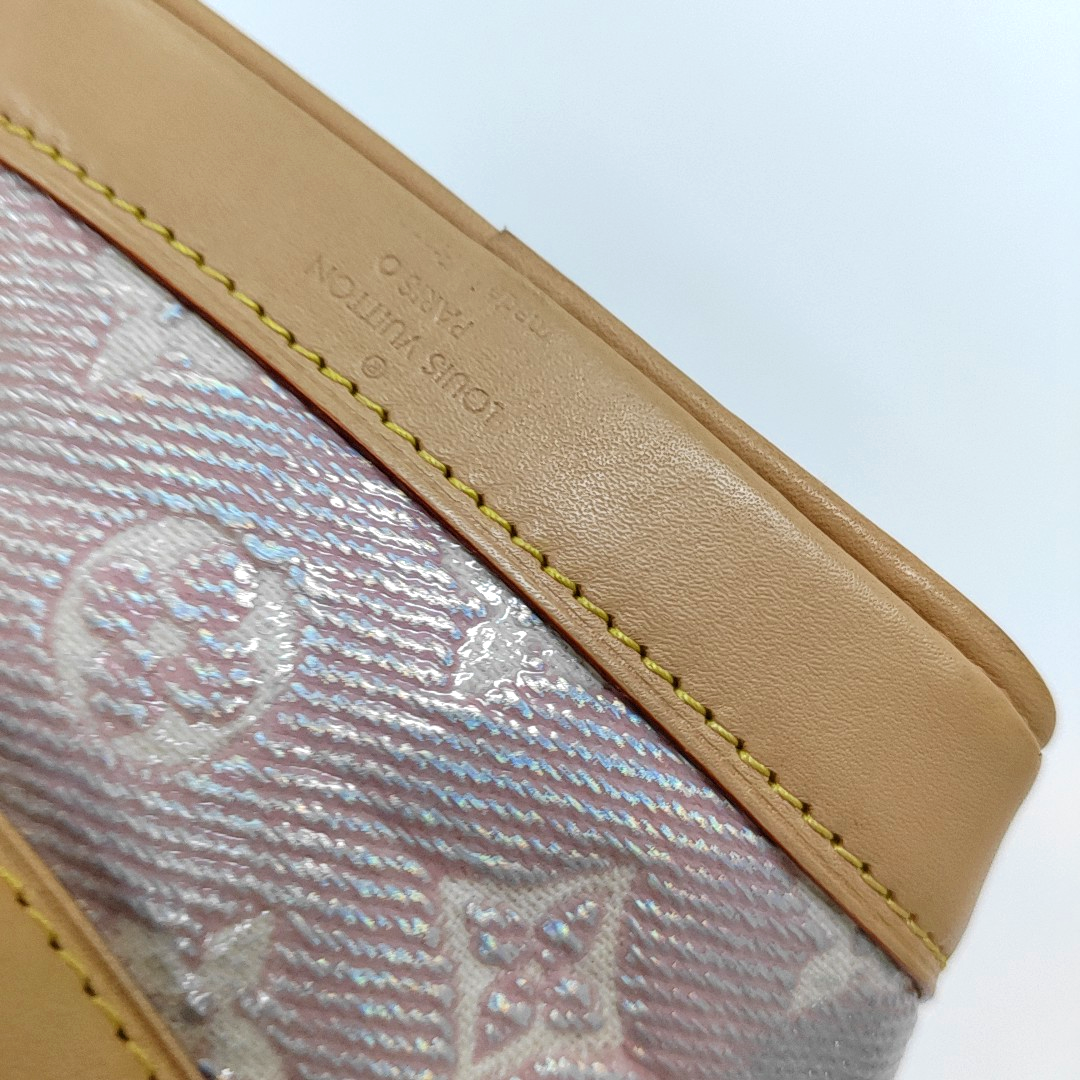 LOUIS VUITTON NOÉ Mini Pink Coated Canvas MonogramShoulder Bag Tote Bag Gold Hardware 2 Removable Straps-(SKU)-964981440