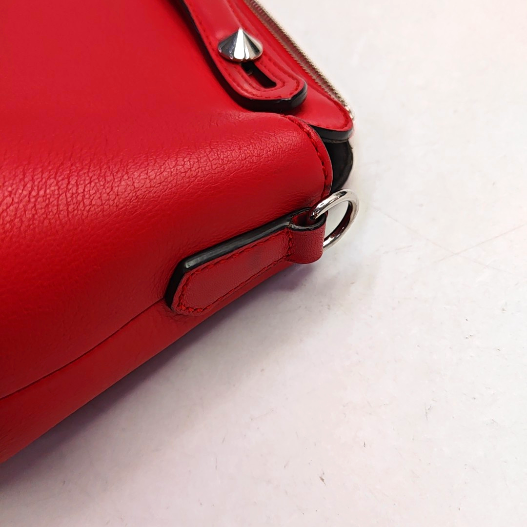 FENDI By The Way Medium size Red Cowhide Single Shoulder Bag Handbag Crossbody Bag Silver Hardware Removable shoulder strap-(SKU)-959153468
