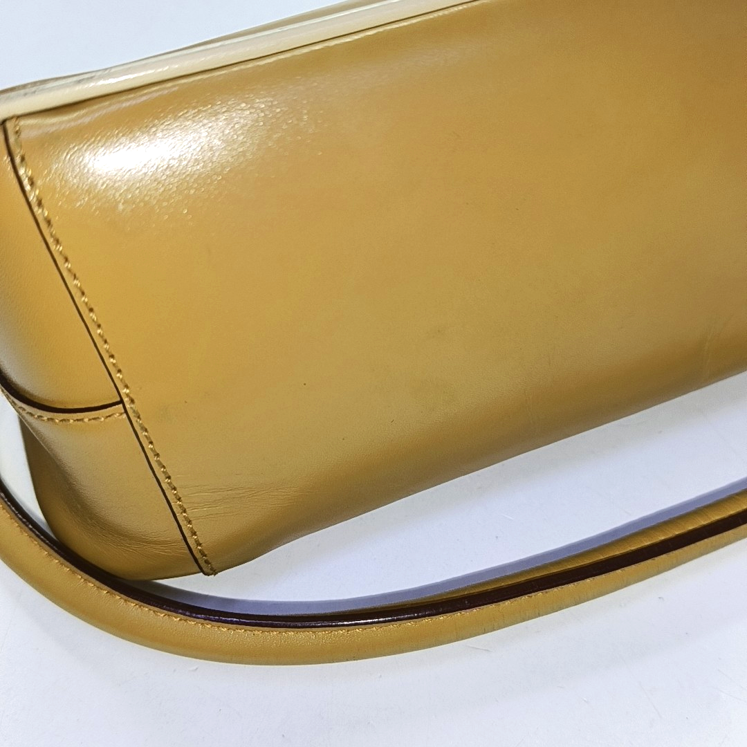 PRADA Ginger Yellow Leather Single Shoulder Tote Bag Golden hardware-(SKU)-957438126