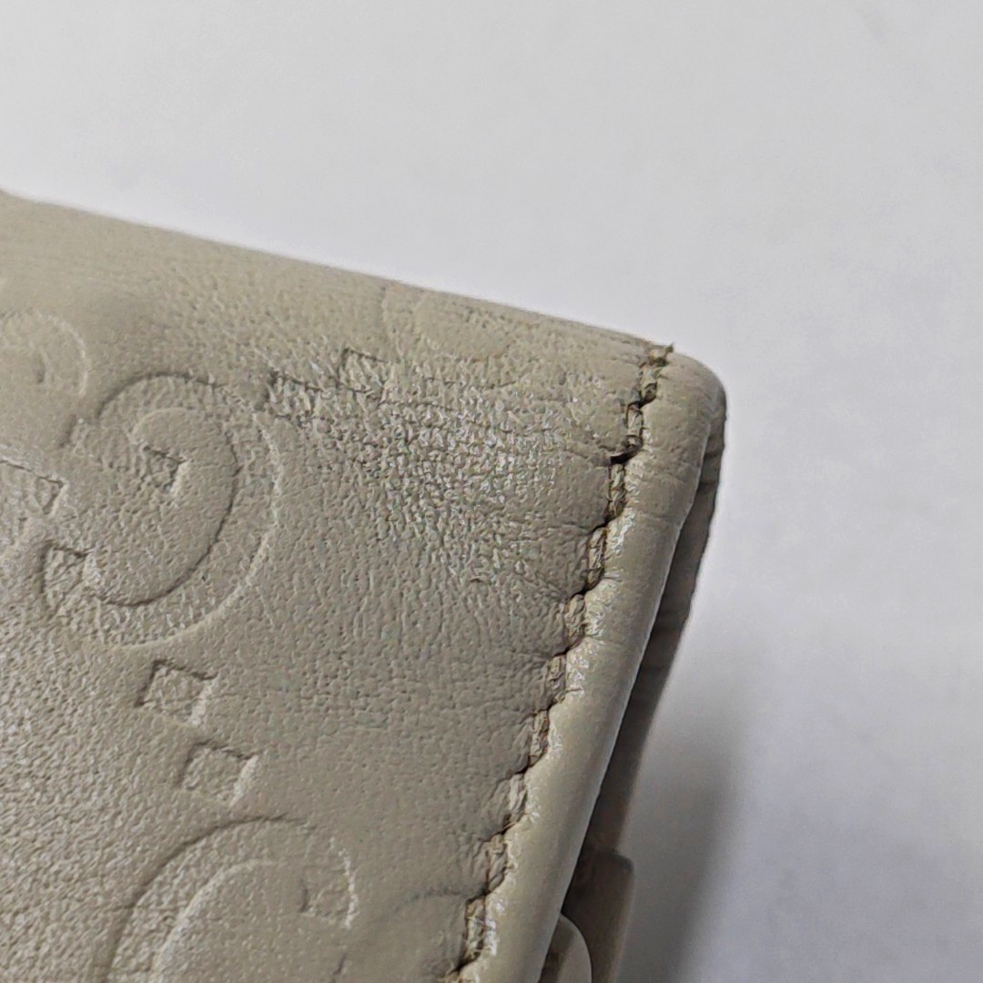GUCCI White Calfskin Leather Monogrammed Wallet Golden hardware-(SKU)-951320985