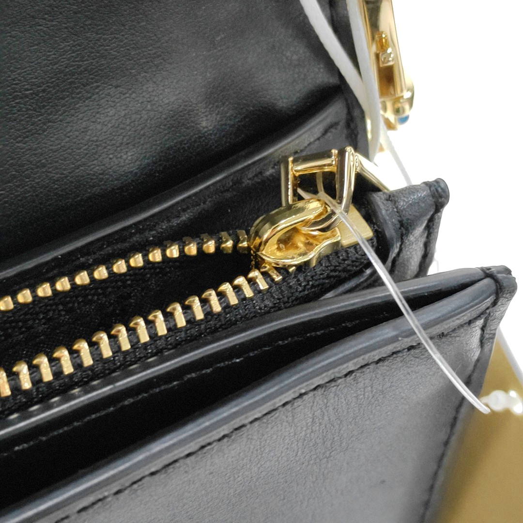 MICHAEL KORS Black Leather Embellished Shoulder Bag Crossbody Golden hardware Removable shoulder strap-(SKU)-942807098