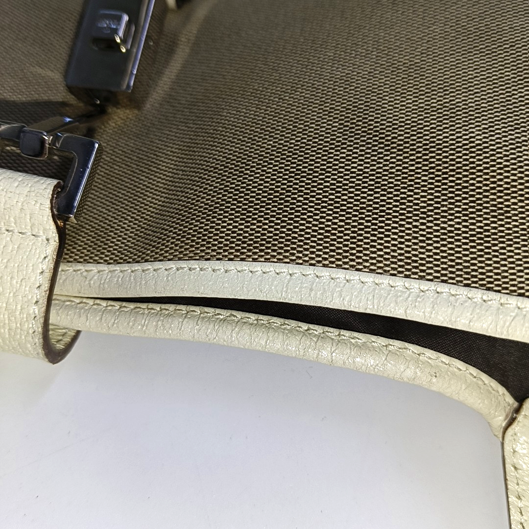 GUCCI Bardot Ebony Coated Canvas Single Shoulder Bag Handbag Silver Hardware-(SKU)-939776202