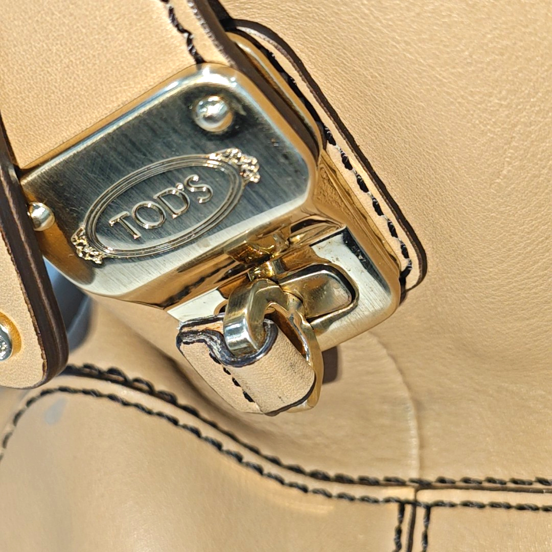 TOD'S D-Styling Large size Brown Cowhide Single Shoulder Bag Tote Golden hardware Removable shoulder strap-(SKU)-938135520