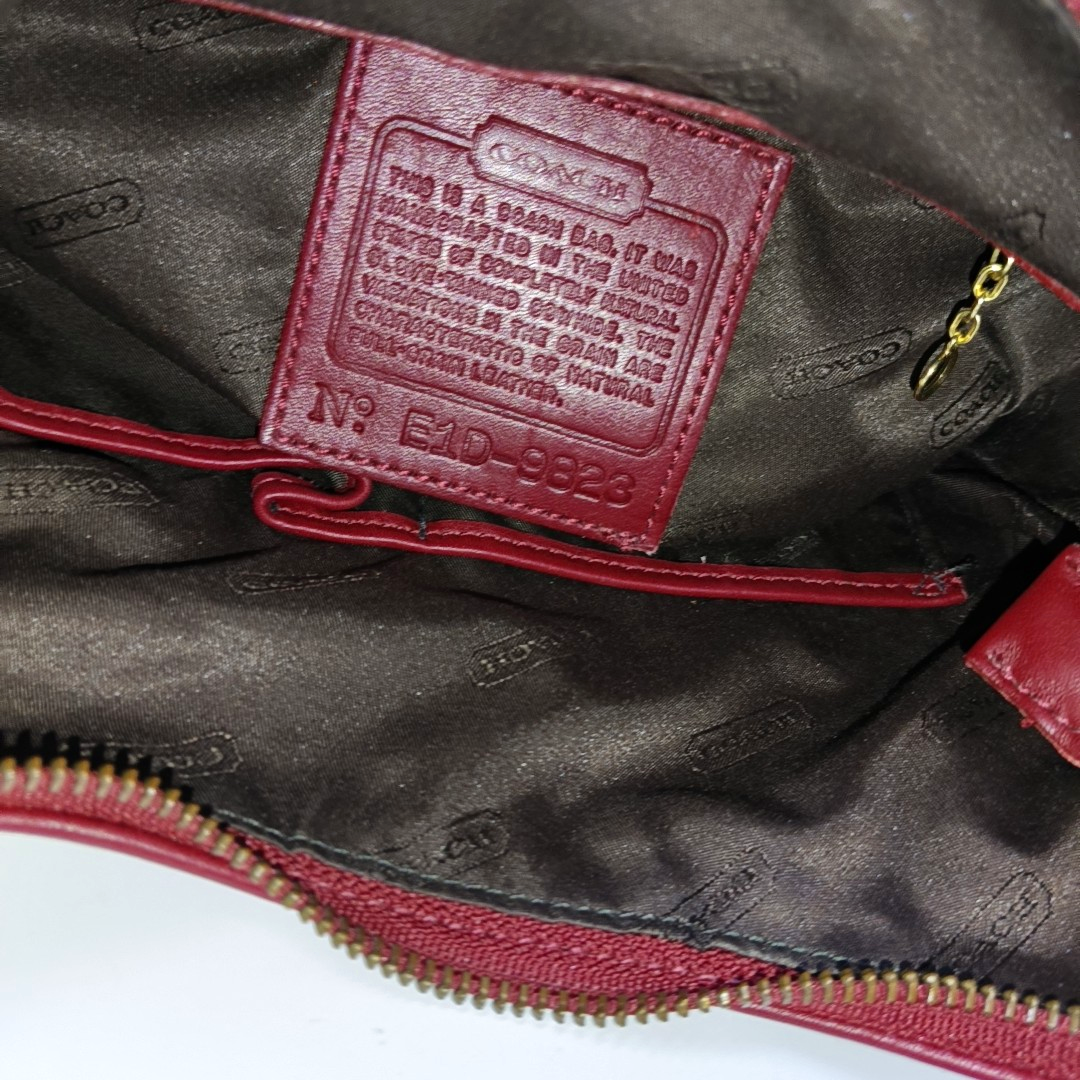 COACH Red Leather Handbag Single Shoulder Bag Golden hardware Removable shoulder strap-(SKU)-934221338