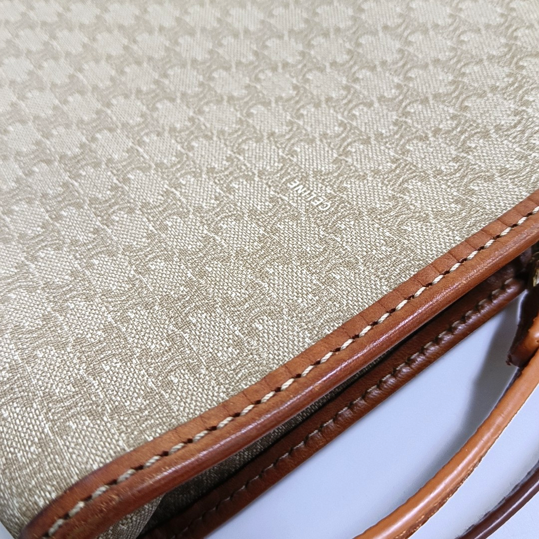 CELINE MACADAM CLUTCHES Khaki Coated Canvas Triumph Clutch Golden hardware-(SKU)-946907991