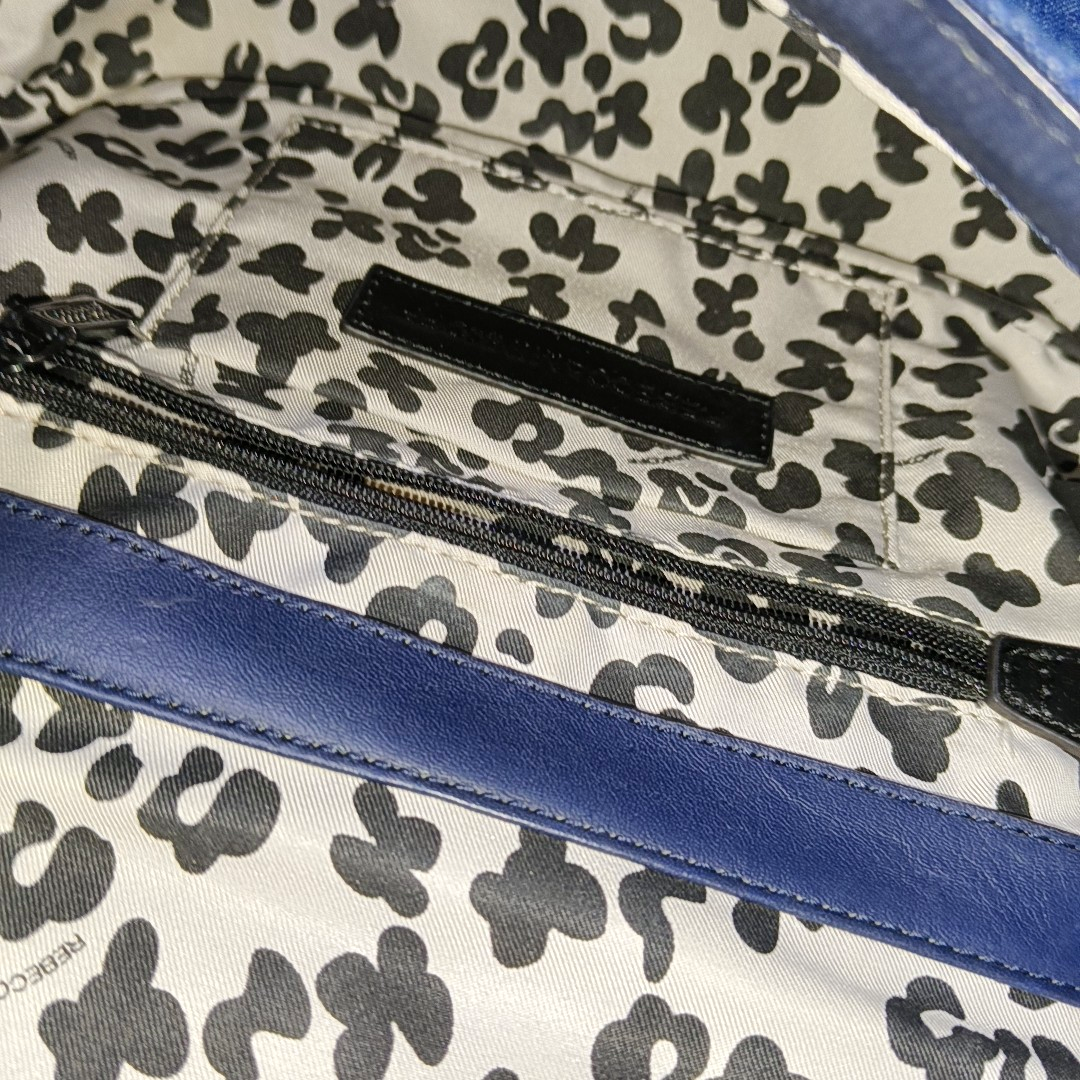 REBECCA MINKOFF Love Blue Leather Quilted Crossbody Shoulder Bag Silver Hardware Removable shoulder strap-(SKU)-935256758