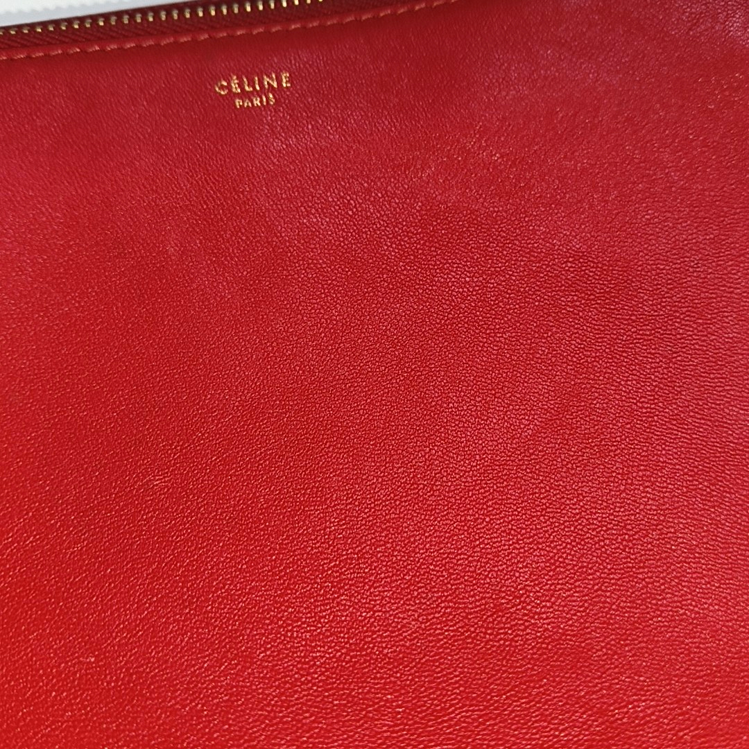 CELINE TRIO Small size Red Cowhide Crossbody Single Shoulder Bag Golden hardware Sub-bag-(SKU)-929979475