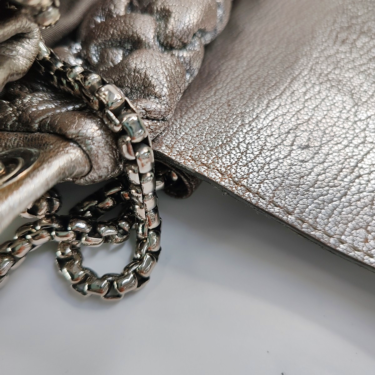 Alexander McQUEEN Silver Leather Quilted Single Shoulder Bag Tote Bag Silver Hardware-(SKU)-14444557