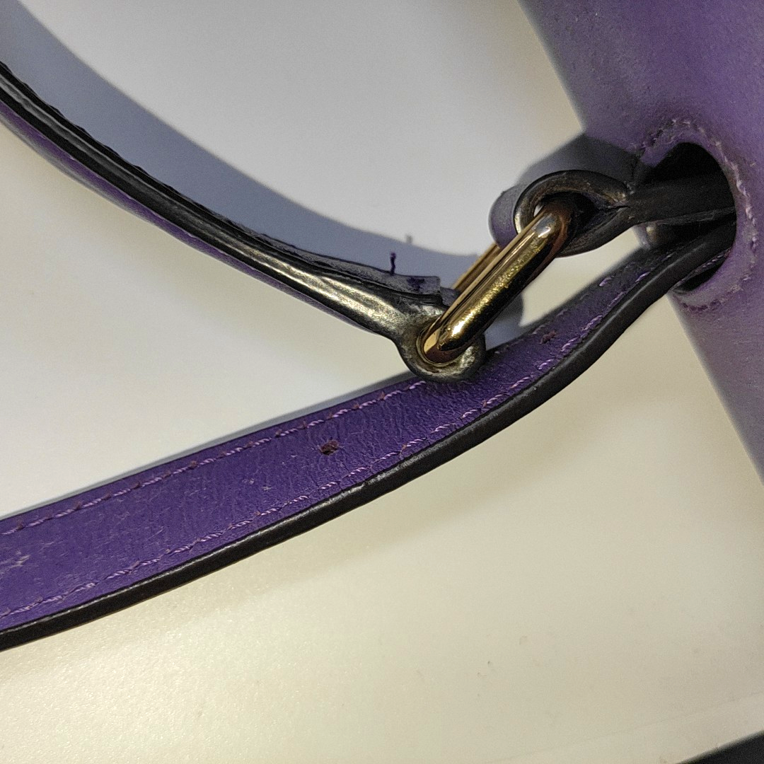MCM Purple Leather Single Shoulder Bag Handbag Crossbody Bag Golden hardware Removable shoulder strap-(SKU)-14183353