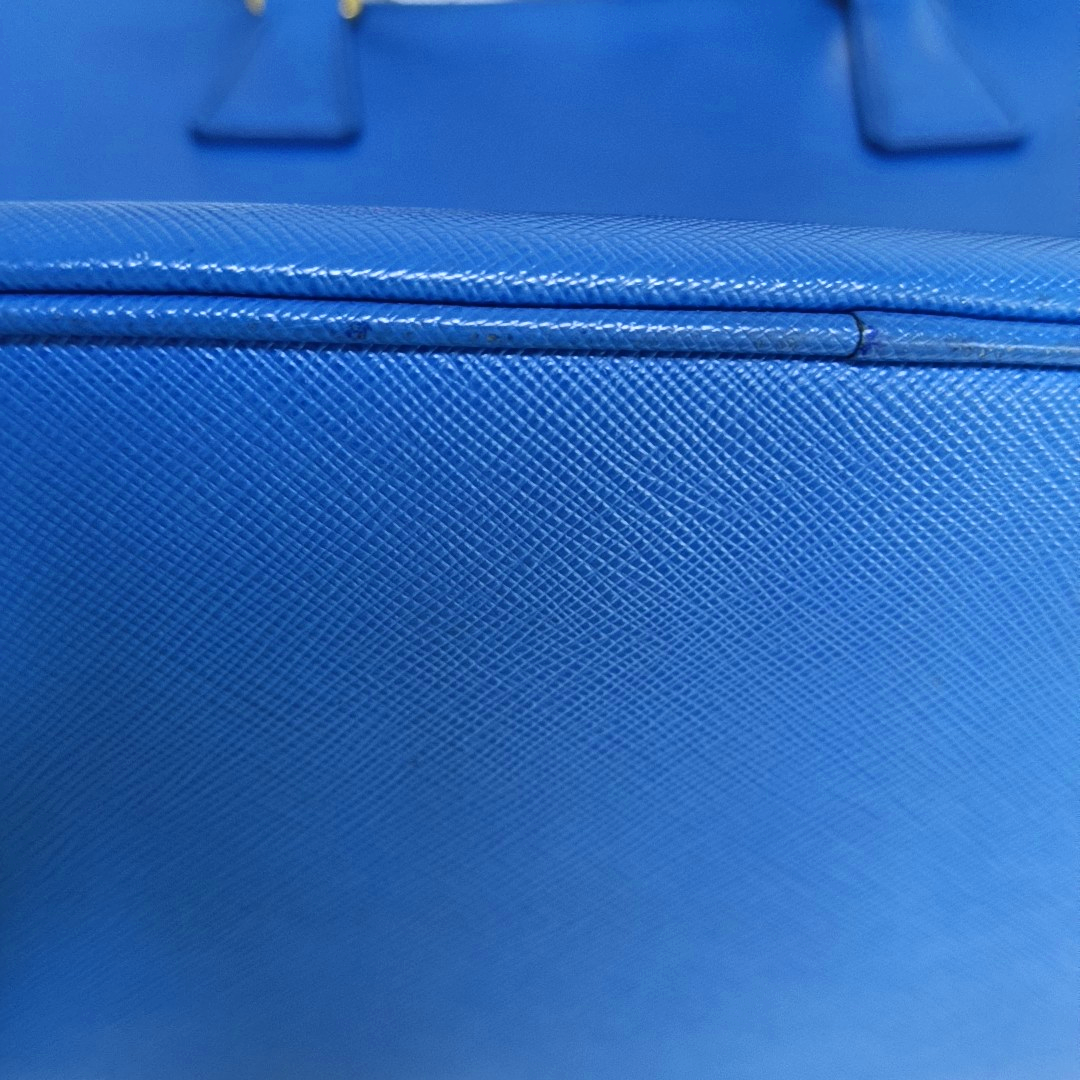 PRADA Galleria Large size Dark Blue Cowhide Logo Crosshatch Killer Bag Single Shoulder Bag Golden hardware Removable shoulder strap-(SKU)-959580601