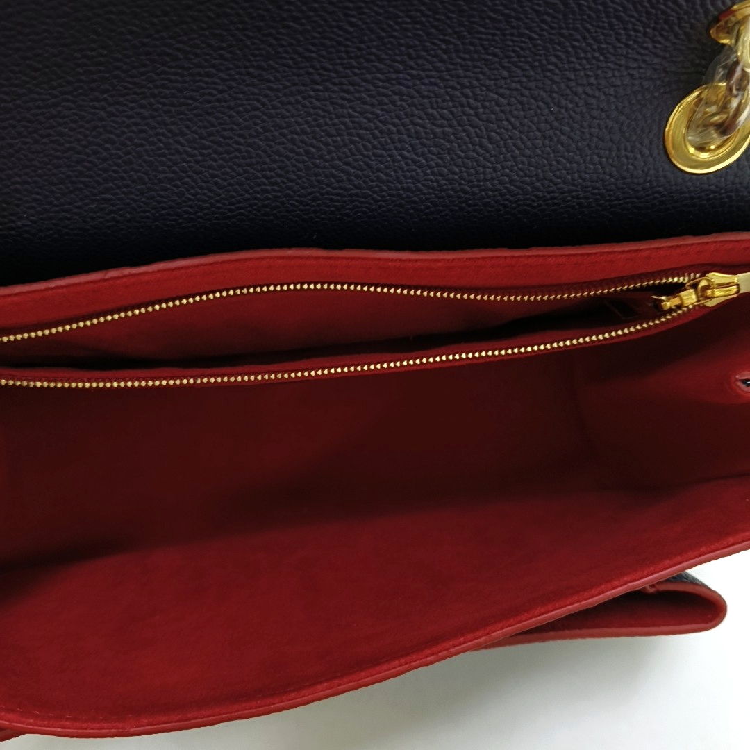 LOUIS VUITTON VAVIN Small Deep Blue Leather Monogram Embossed Single Shoulder Bag Tote Bag Golden Hardware-(SKU)-959801677