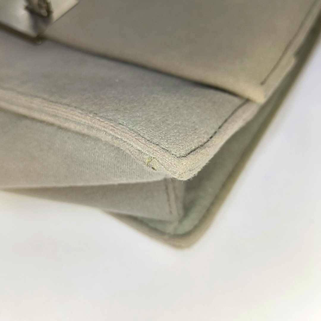 FERRAGAMO Gray Fabric Shoulder Bag Silver Hardware-(SKU)-939066983