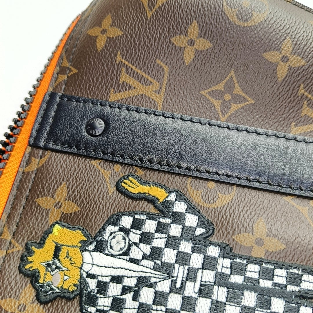 LOUIS VUITTON KEEPALL Brown Coated Canvas Monogram Boston Bag with Detachable Strap-(SKU)-968731490