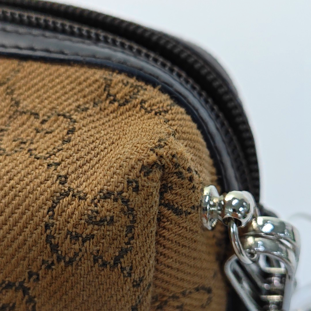 GUCCI Khaki Canvas Monogrammed Handbag Silver Hardware-(SKU)-948094258