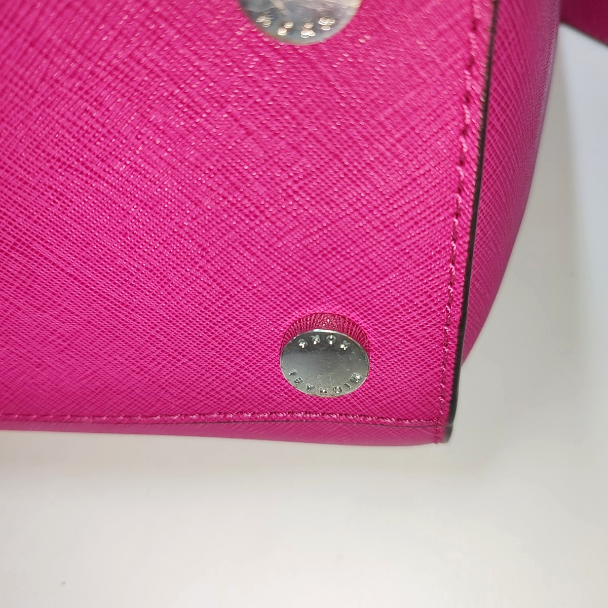 MICHAEL KORS Selma Blush Pink Leather Embossed Studs Single Shoulder Bag Tote Bag Silver Hardware Removable shoulder strap-(SKU)-940156250